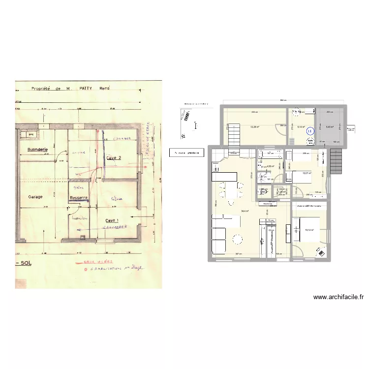 Tétraz proposition escalier 1. Plan de 9 et 84 m² Tétraz proposition escalier 1. Plan de 9 et 84 m²