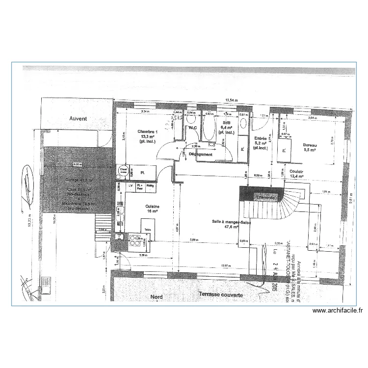Maison vierge RDC. Plan de 