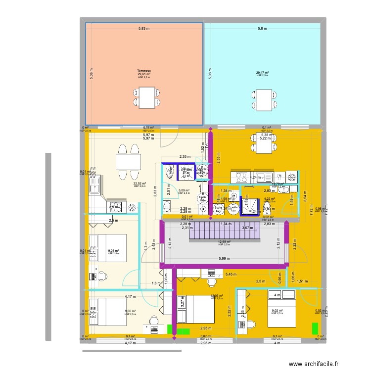 ETAGE 1. Plan de 28 pièces et 166 m2