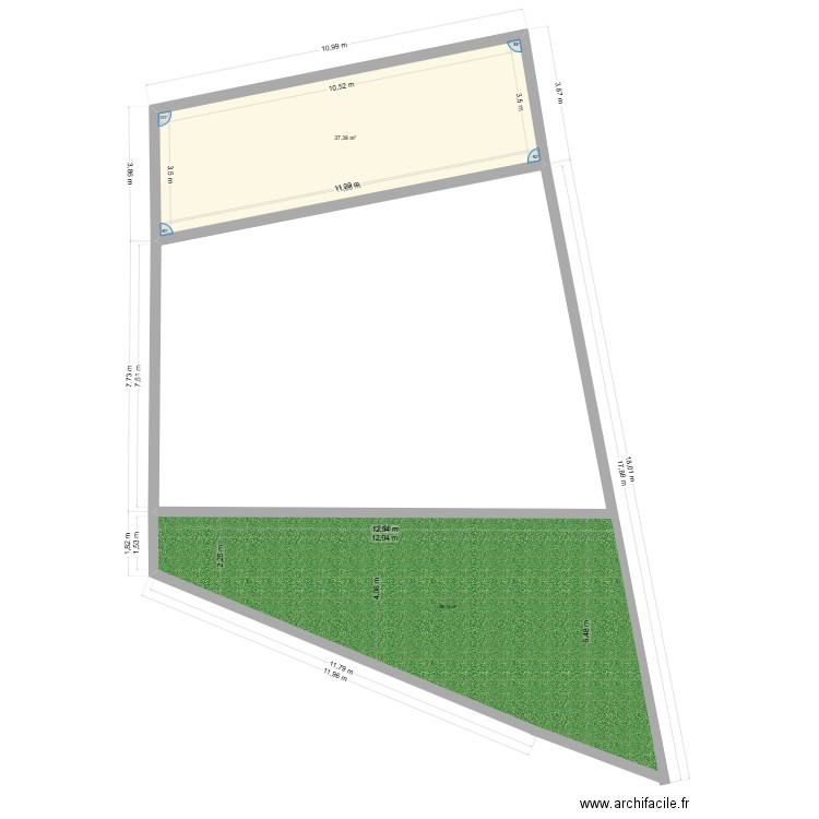 jomeulet. Plan de 1 pièce et 37 m2