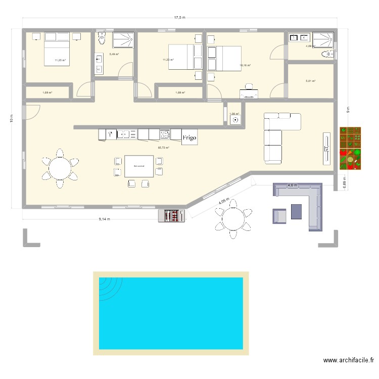 maison mod 2  145 m². Plan de 10 pièces et 143 m2