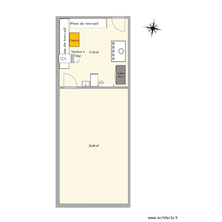 Shoopage. Plan de 2 pièces et 47 m2