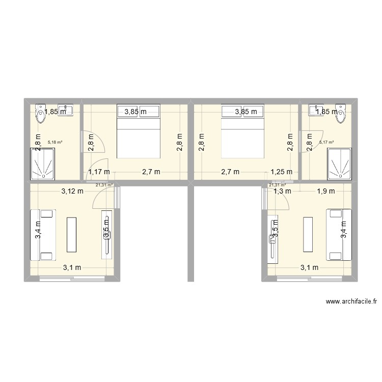 projet 1. Plan de 4 pièces et 53 m2