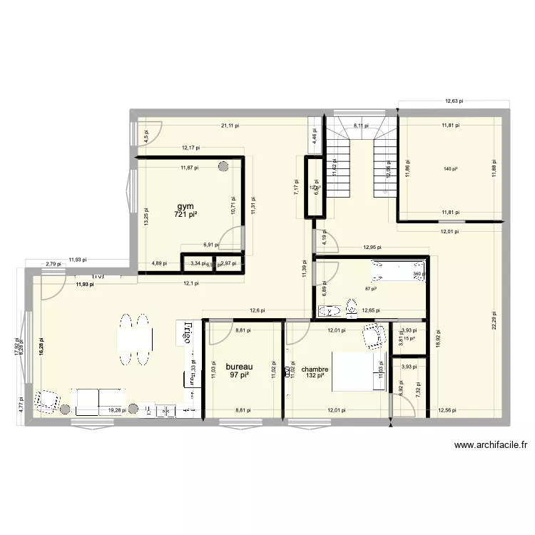 rez de chauss&eacute; maison st cath. Plan de 