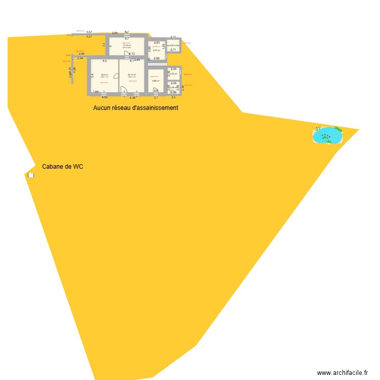 projet plan de masse coté cadastre. Plan de 8 pièces et 95 m2