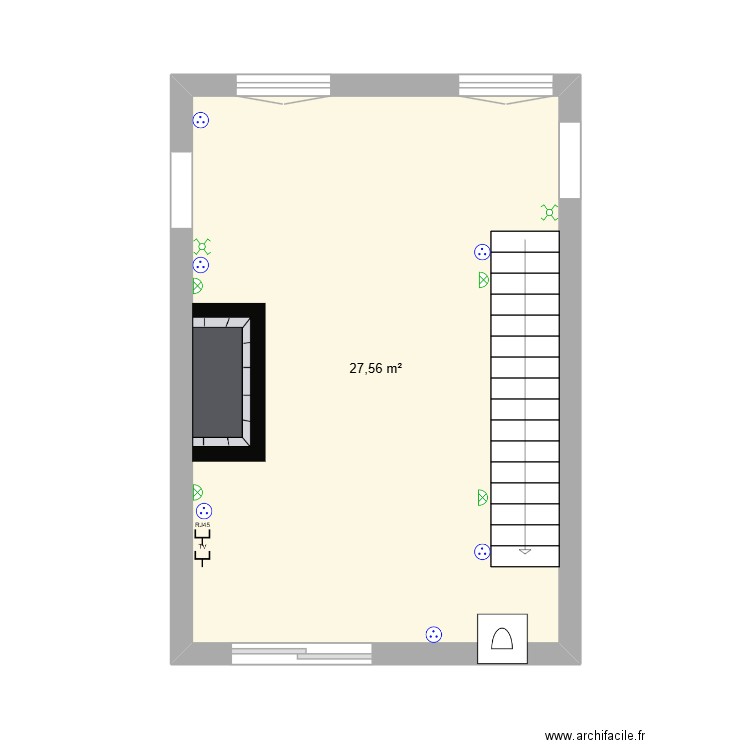 RDC PIECE 1. Plan de 1 pièce et 28 m2