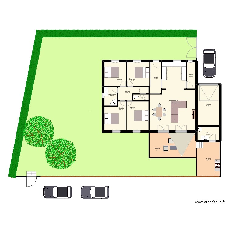 MANSUETTI. Plan de 15 pièces et 416 m2