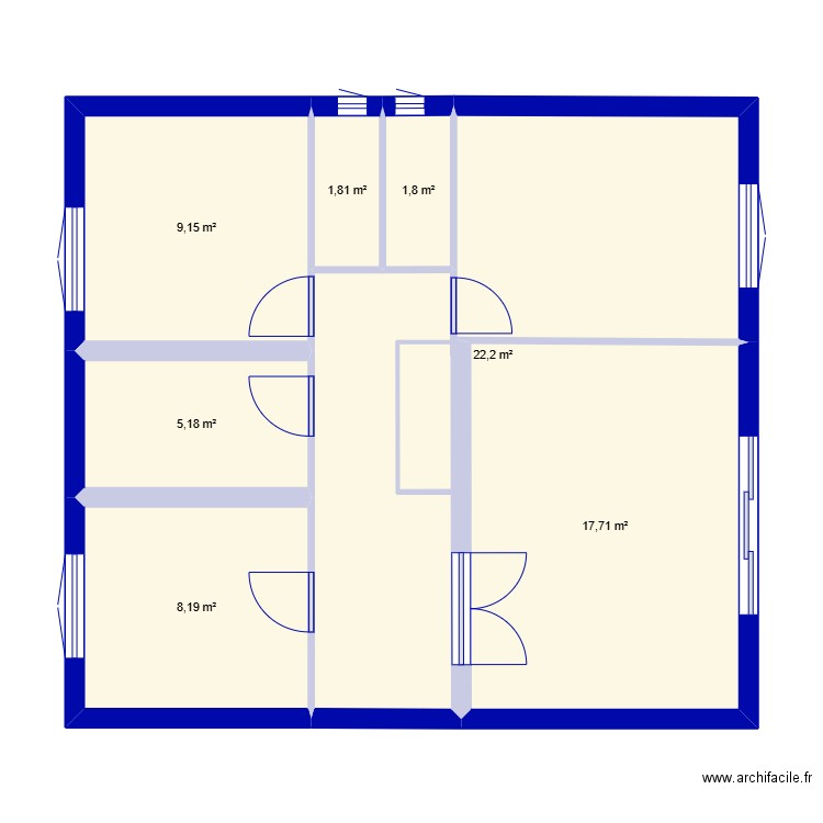 Origine. Plan de 7 pièces et 66 m2
