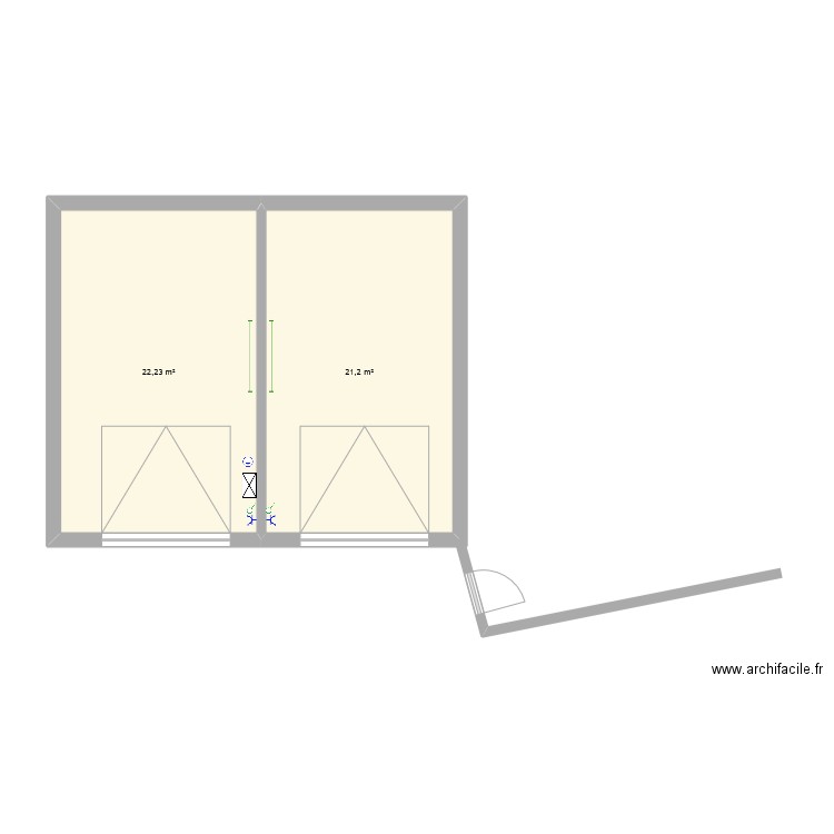Muntz. Plan de 2 pièces et 43 m2