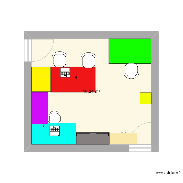 plan bureau as. Plan de 1 pièce et 16 m2