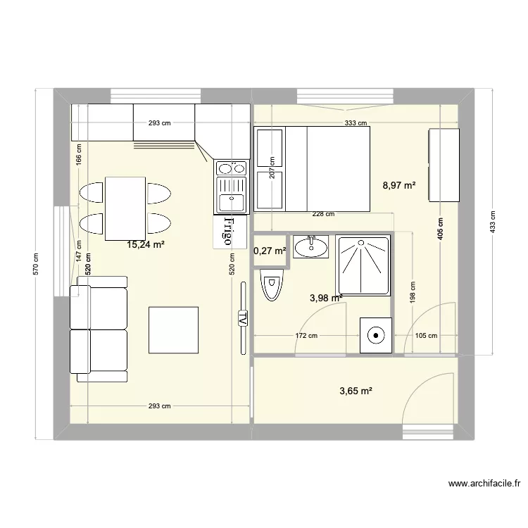 STUDIO 32M2. Plan de STUDIO 32M2. Plan de
