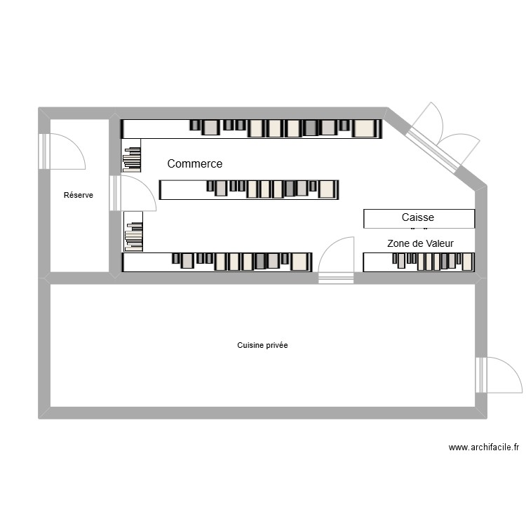 Plan de masse tabac chez Didier. Plan de 3 pièces et 57 m2