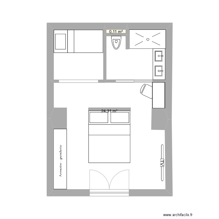 Chambre appartement rdj. Plan de 0 pièce et 0 m2