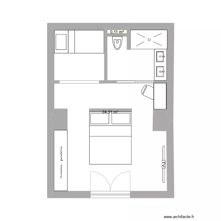 Chambre appartement rdj. Plan de 