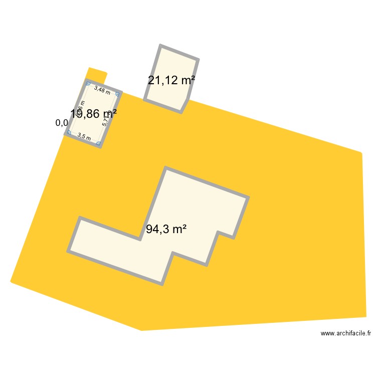 ABRI DE JARDIN. Plan de 3 pièces et 135 m2