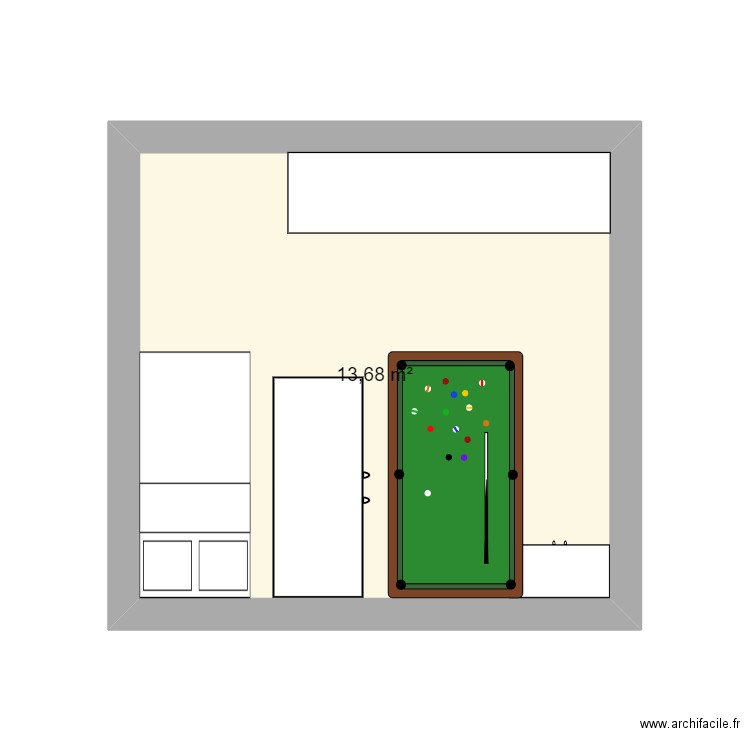bureau. Plan de 1 pièce et 14 m2
