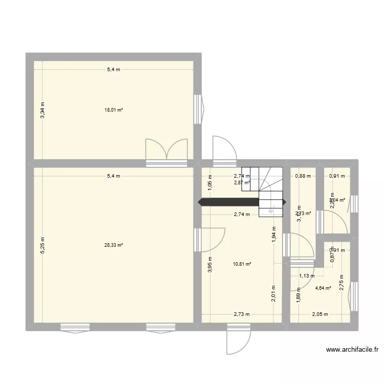 Margny rdc. Plan de 7  et 69 m²