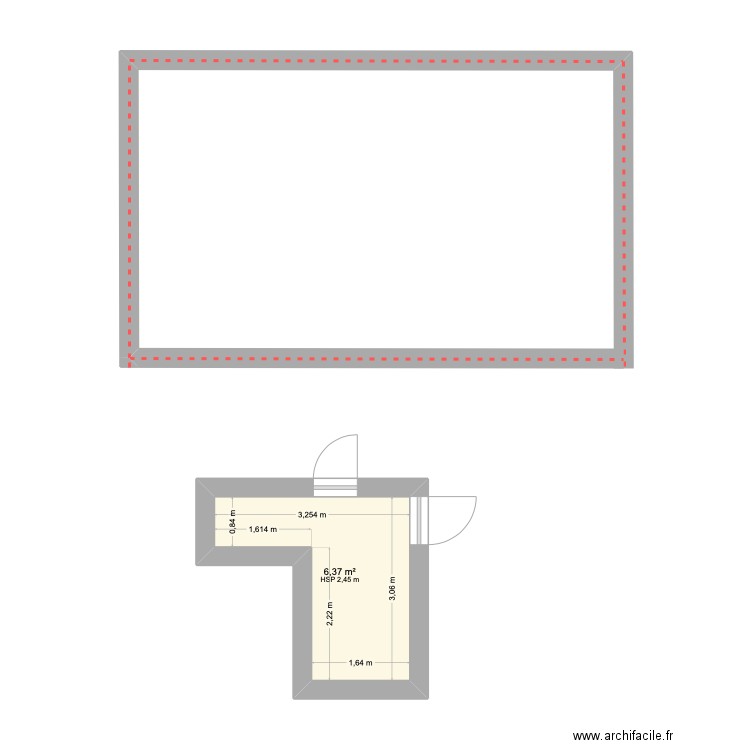 chambre Eve. Plan de 1 pièce et 6 m2