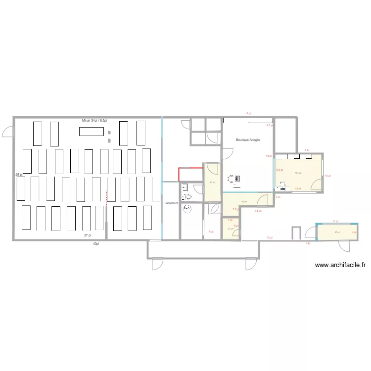 Nouveau studio Option 3. Plan de 