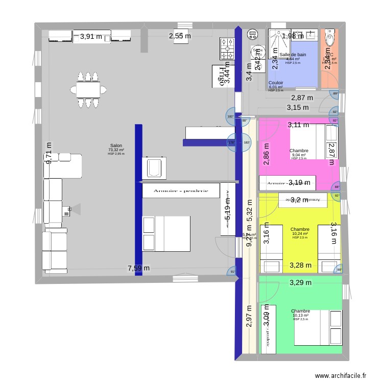 6 route du moutou avec extension. Plan de 8 pièces et 120 m2