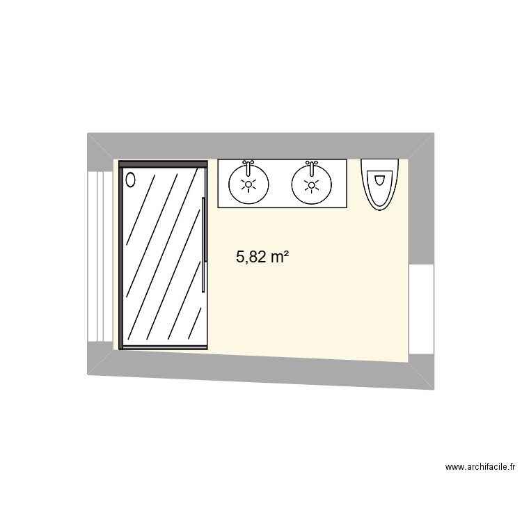 Salle de bain. Plan de 1 pièce et 6 m2