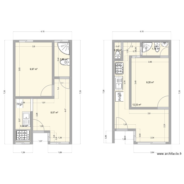 10 x 2 pces Angré 9 ème tranche. Plan de 8 pièces et 48 m2