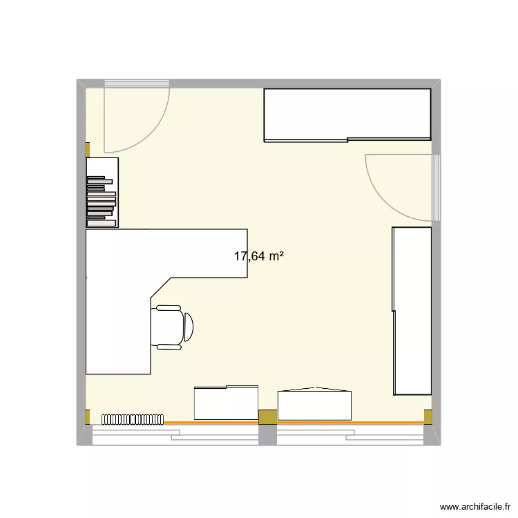 bureau. Plan de 1 pièce et 18 m²