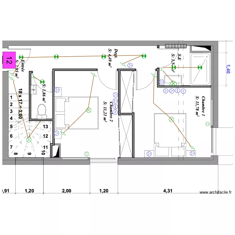 Casavone R+2 rdc app 12 duplex. Plan de 