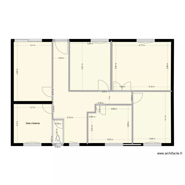 CABINET DR THOMAS existant. Plan de 8  et 100 m²