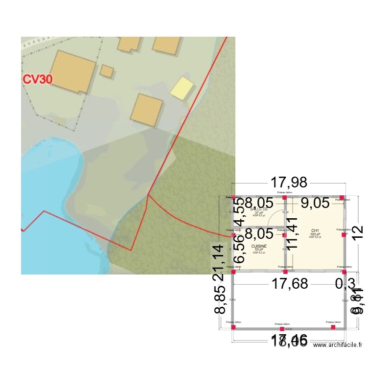 plan mamie. Plan de 3 pièces et 18 m2