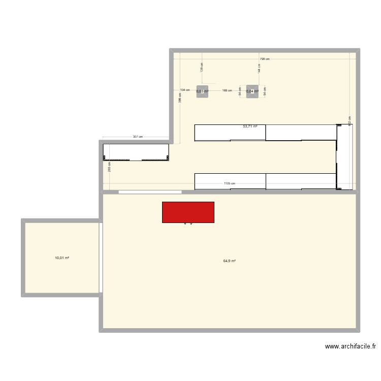atelier. Plan de 5 pièces et 129 m2