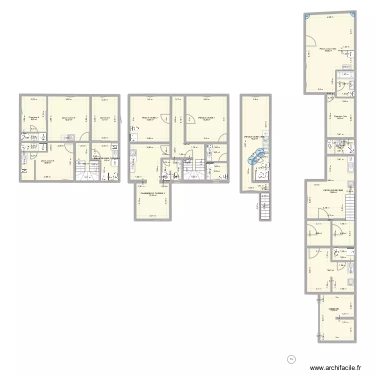 AMENAGEMENT MELUN EXISTANT. Plan de 24 Pièces et 243 m²