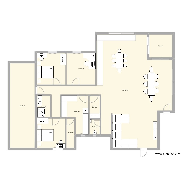 they. Plan de 11 pièces et 195 m2