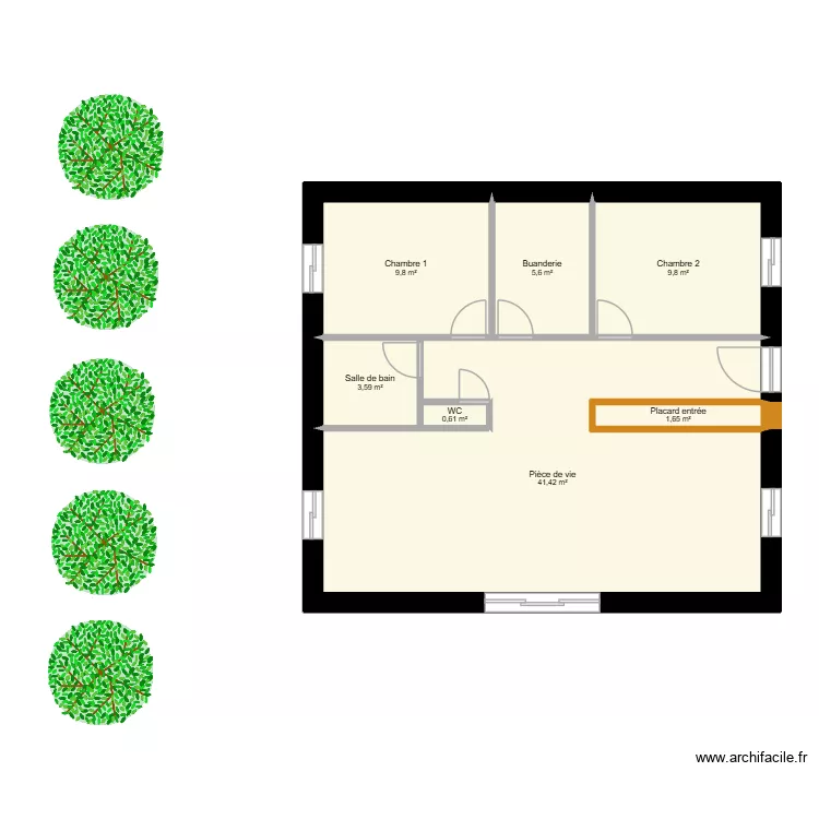 Maison sel de bretagne vide. Plan de 7  et 72 m²