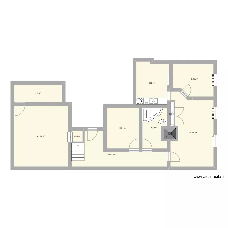 Appart &agrave; 790 euros ANDRE GUERBERT. Plan de 12 Pièces et 91 m²