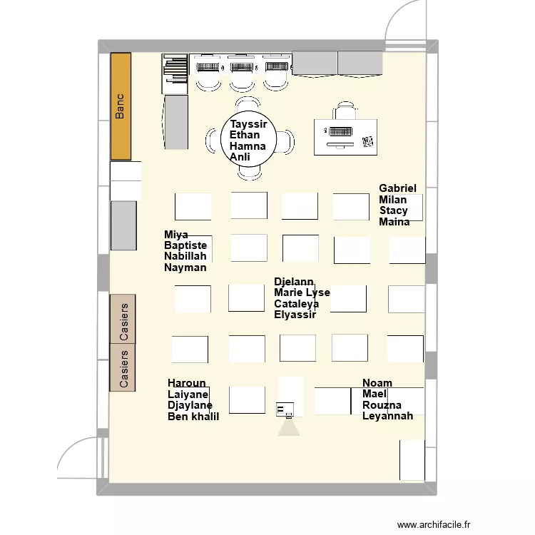 Classe P1 - 6 groupes de 4 HETERO. Plan de 