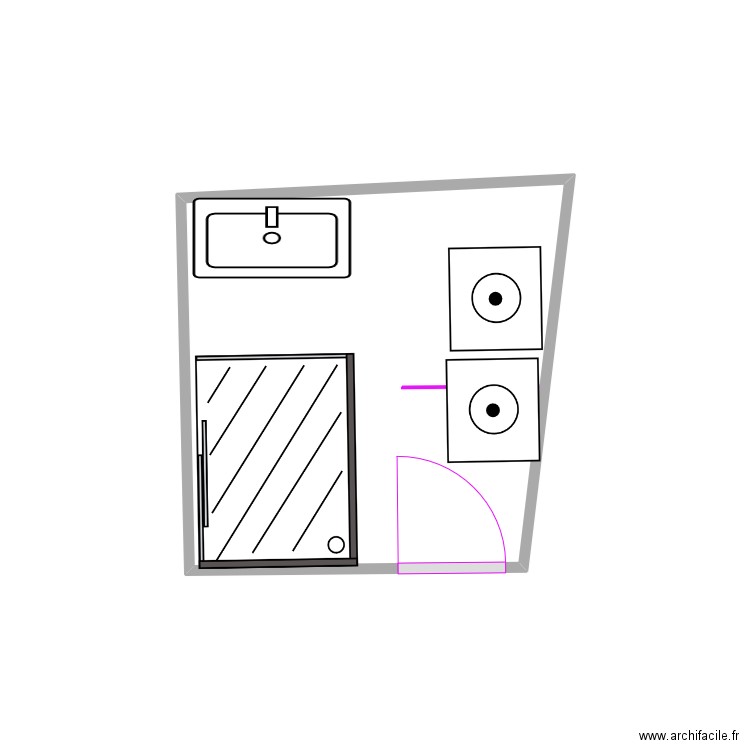 sdb foch. Plan de 1 pièce et 4 m2