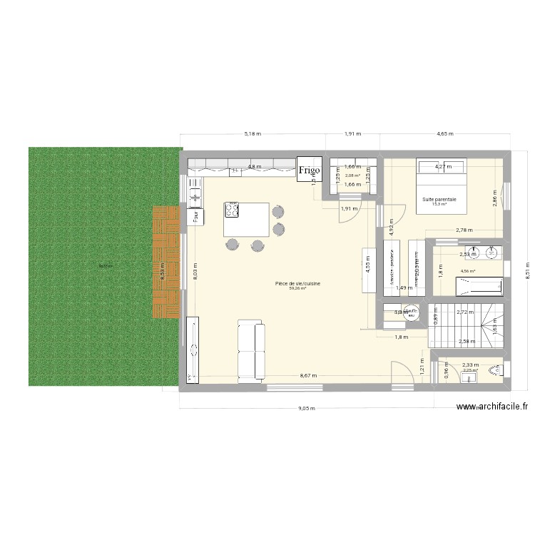 Plans lherm. Plan de 6 pièces et 84 m2