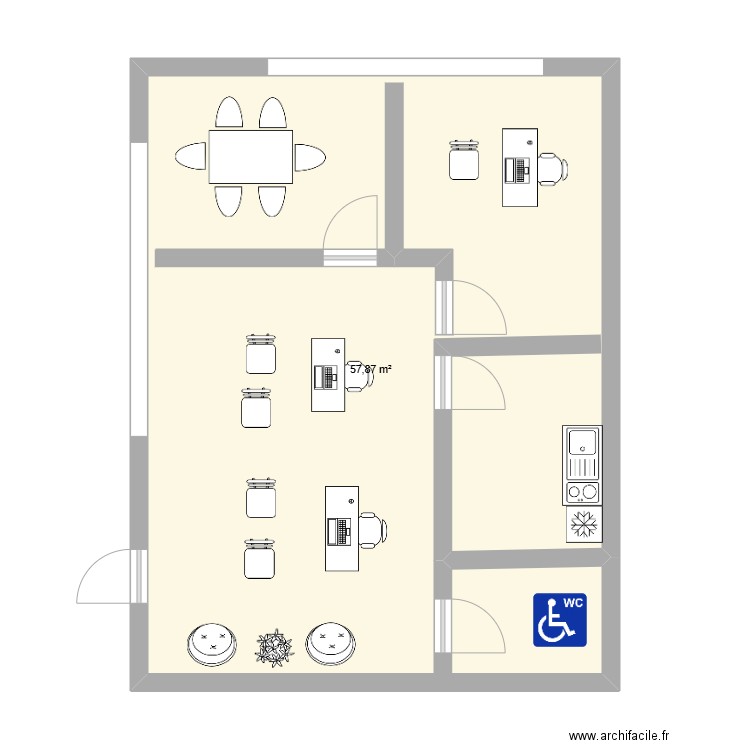 thurot. Plan de 1 pièce et 58 m2