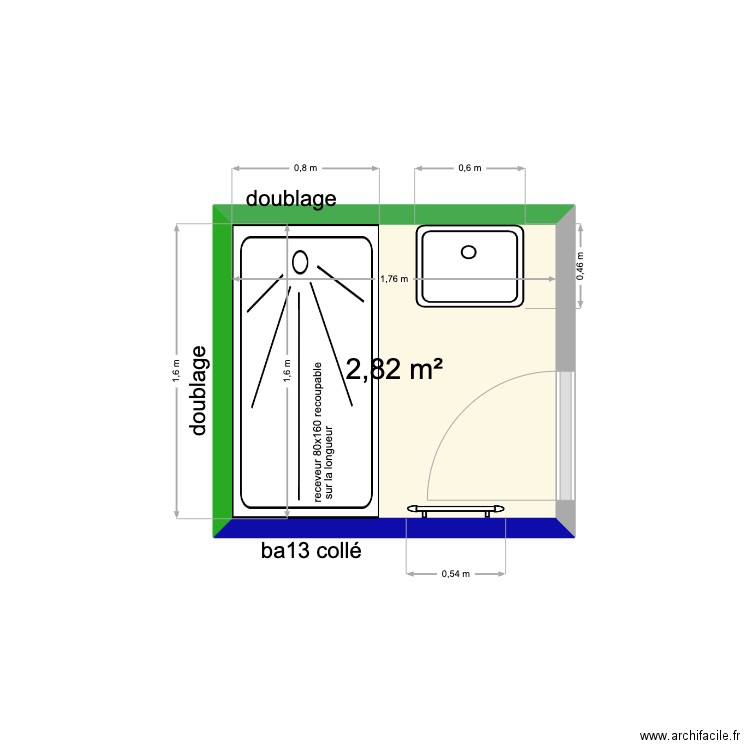gervais. Plan de 1 pièce et 3 m2