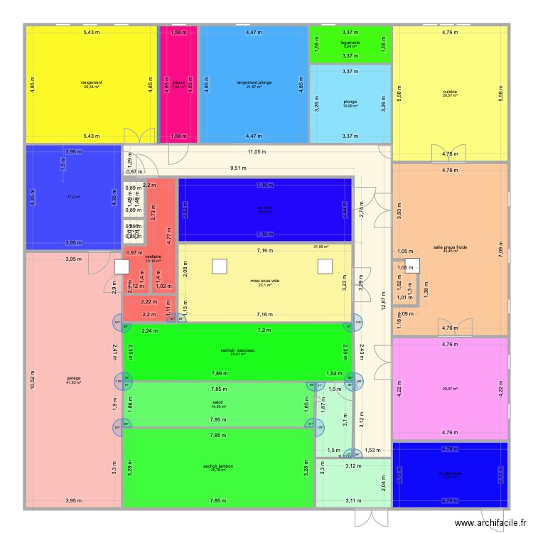 labo 6. Plan de 21 pièces et 384 m2