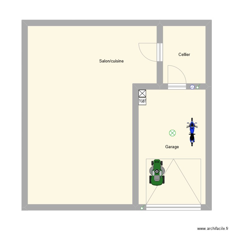 DOBBELAERE GARAGE. Plan de 3 pièces et 59 m2