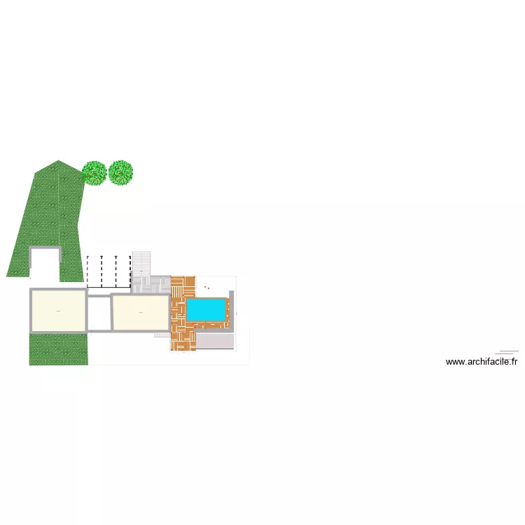 Terrasse piscine c&ocirc;tes justes V1. Plan de 2  et 111 m²