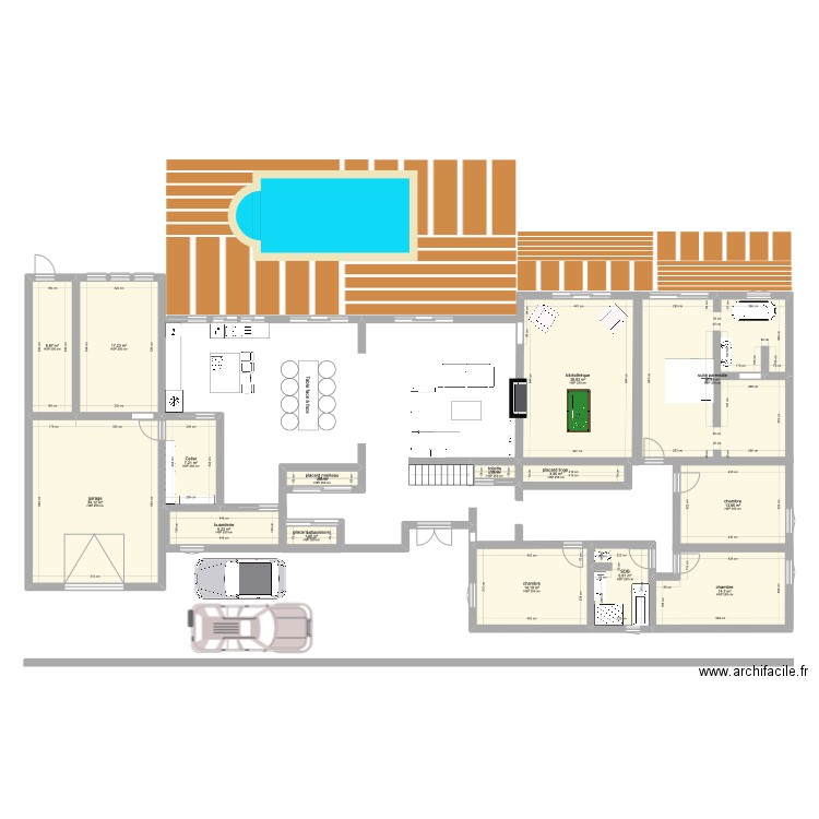 troisième plan. Plan de 15 pièces et 195 m2