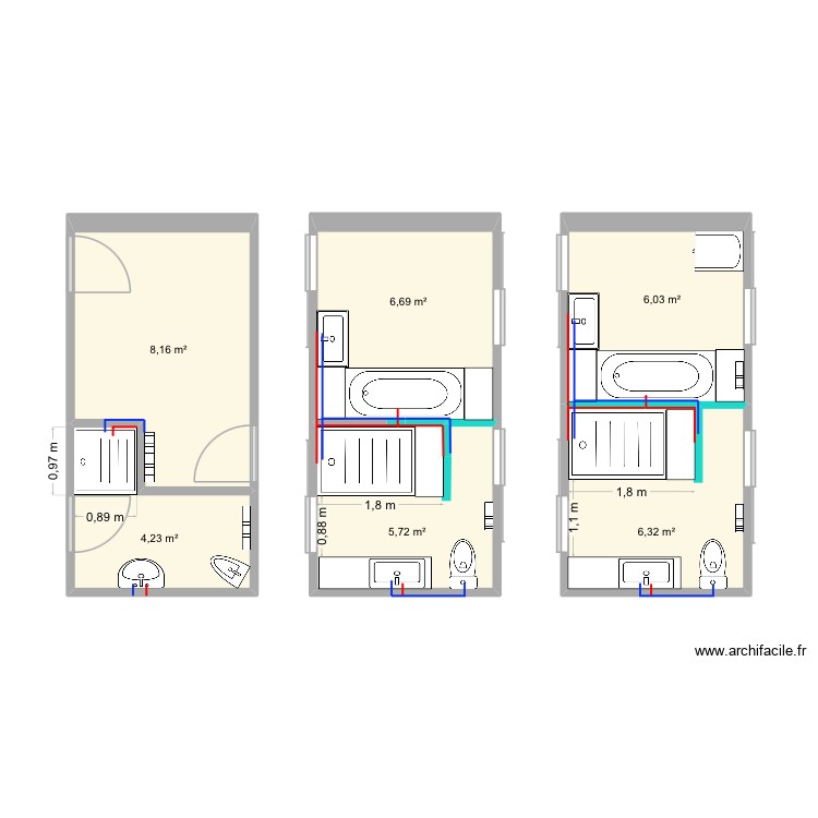 Salles de bains Nougaroulet. Plan de 0 pièce et 0 m2