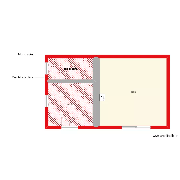 DENIS Julien rdc &eacute;tape 1. Plan de 3  et 53 m²