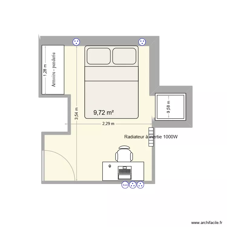 APPARTEMENT MATHEO BUREAU. Plan de 1 Pièce et 10 m²