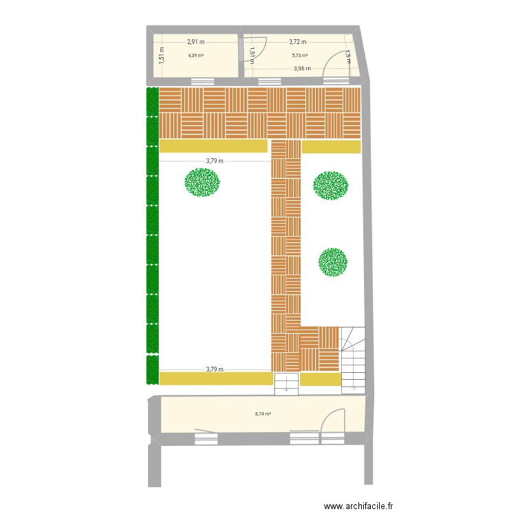 Préau 33. Plan de 3 pièces et 19 m2