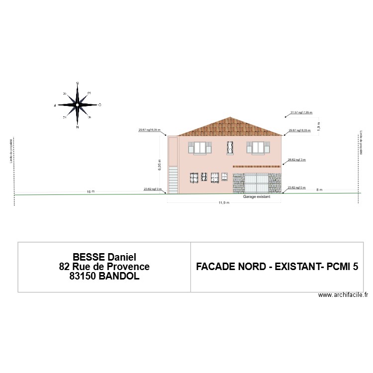 BESSE - façade NORD existant 2. Plan de 0 pièce et 0 m2