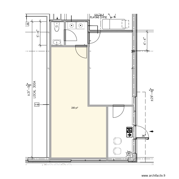 Komini + Esthétique. Plan de 1 pièce et 26 m2